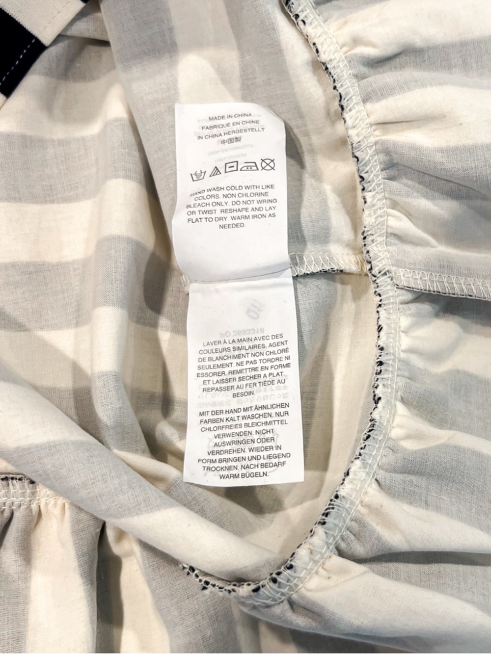 NWT J. Crew Navy Blue and White Striped Long Sleeve Ruffle Hem Shirt Womens XL - Picture 10 of 13